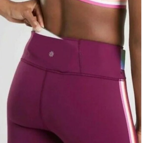 Athleta Contender Purple Plum Side Stripe Leggings Size XL - Picture 3 of 14